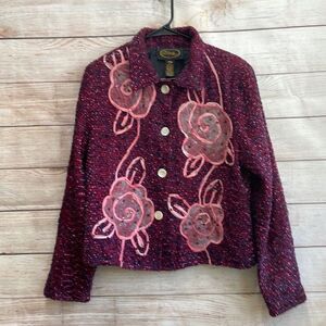 VINTAGE ALEX KIM APPLIQUÉD BLAZER IN FUCHSIA